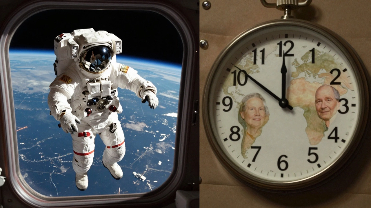 Astronaut on ISS compared to aging clock on Earth