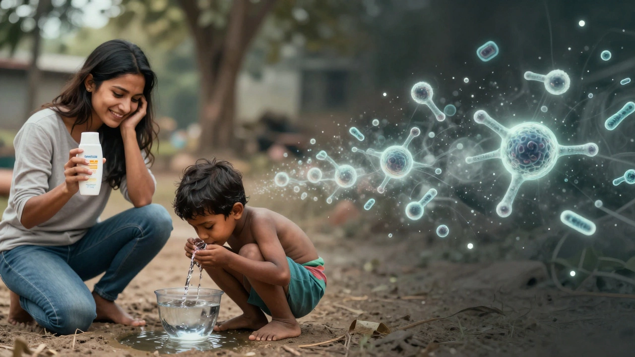 Split image showing nanoparticle exposure in wealthy and impoverished communities