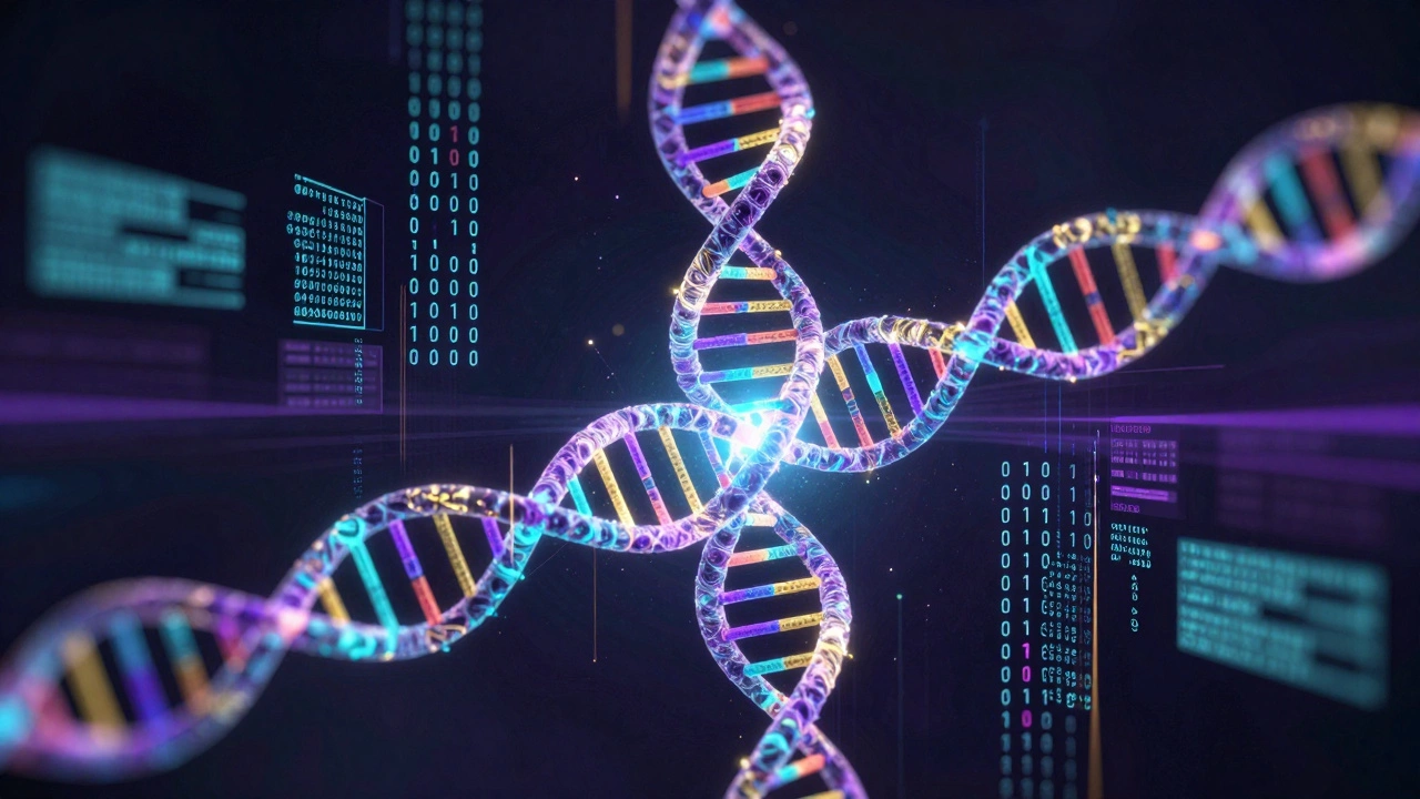 A holographic DNA strand integrated with digital binary code and data