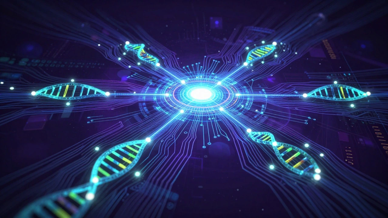 Abstract digital art showing a connected network of glowing nodes