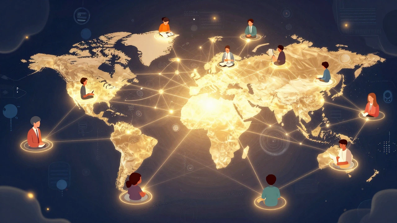 Glowing network connecting global citizen scientists